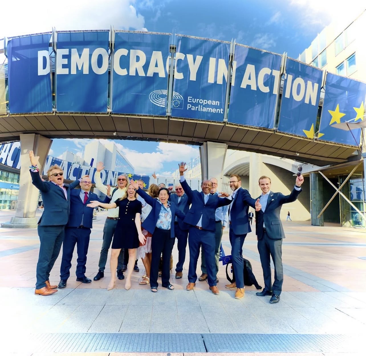 A photo of LCI Director Sam Assefa getting a hands-on lesson in Netherlands mobility technology.