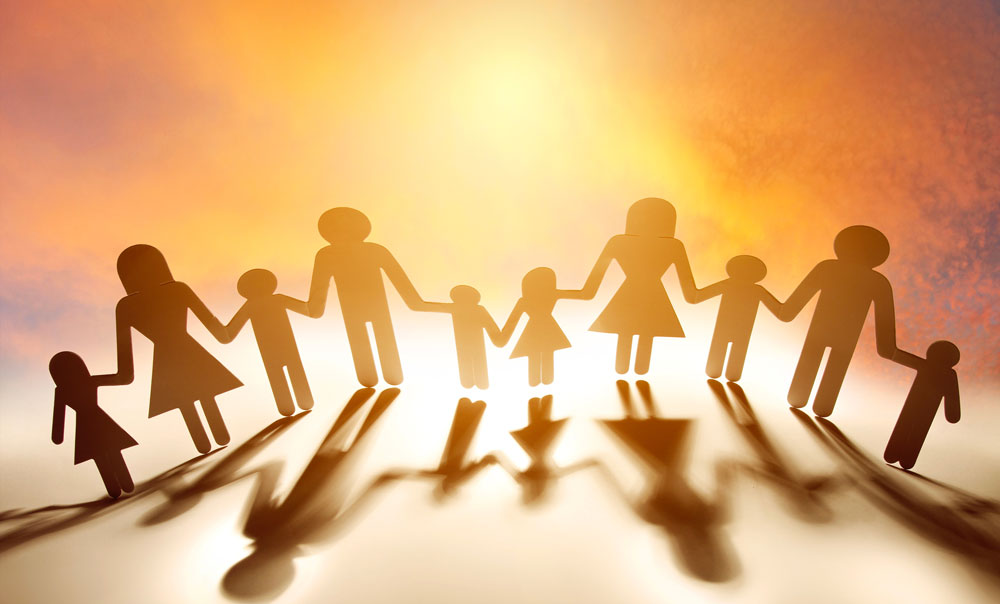 cutout of people holding hands