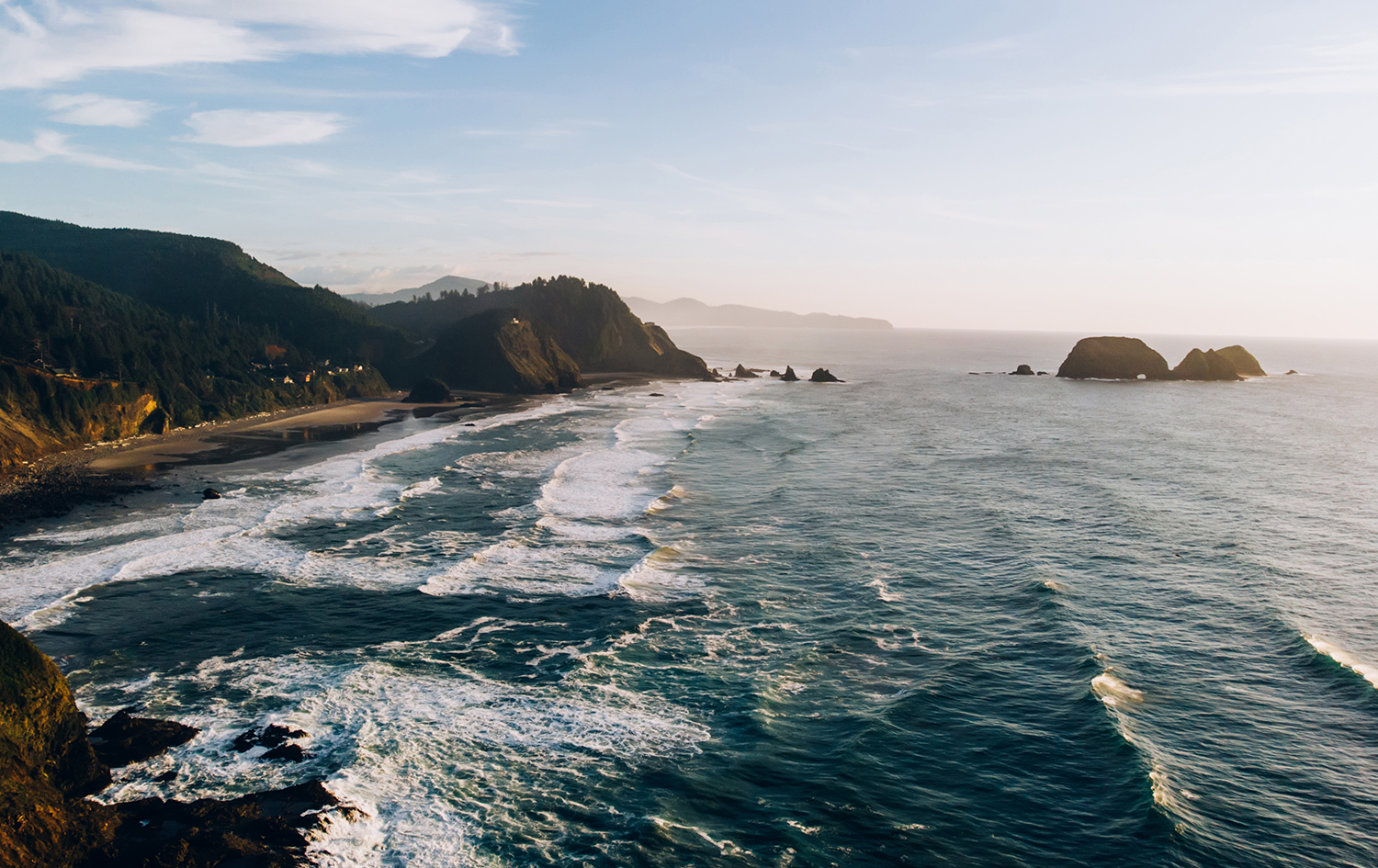 A coastal cliff overlooking the ocean.